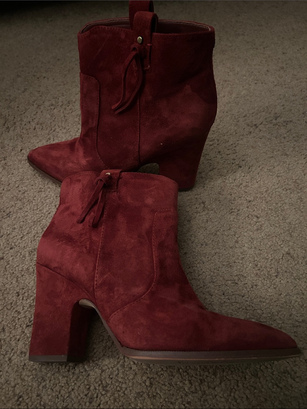 Sam Edelman Burgundy Suede Ankle Booties